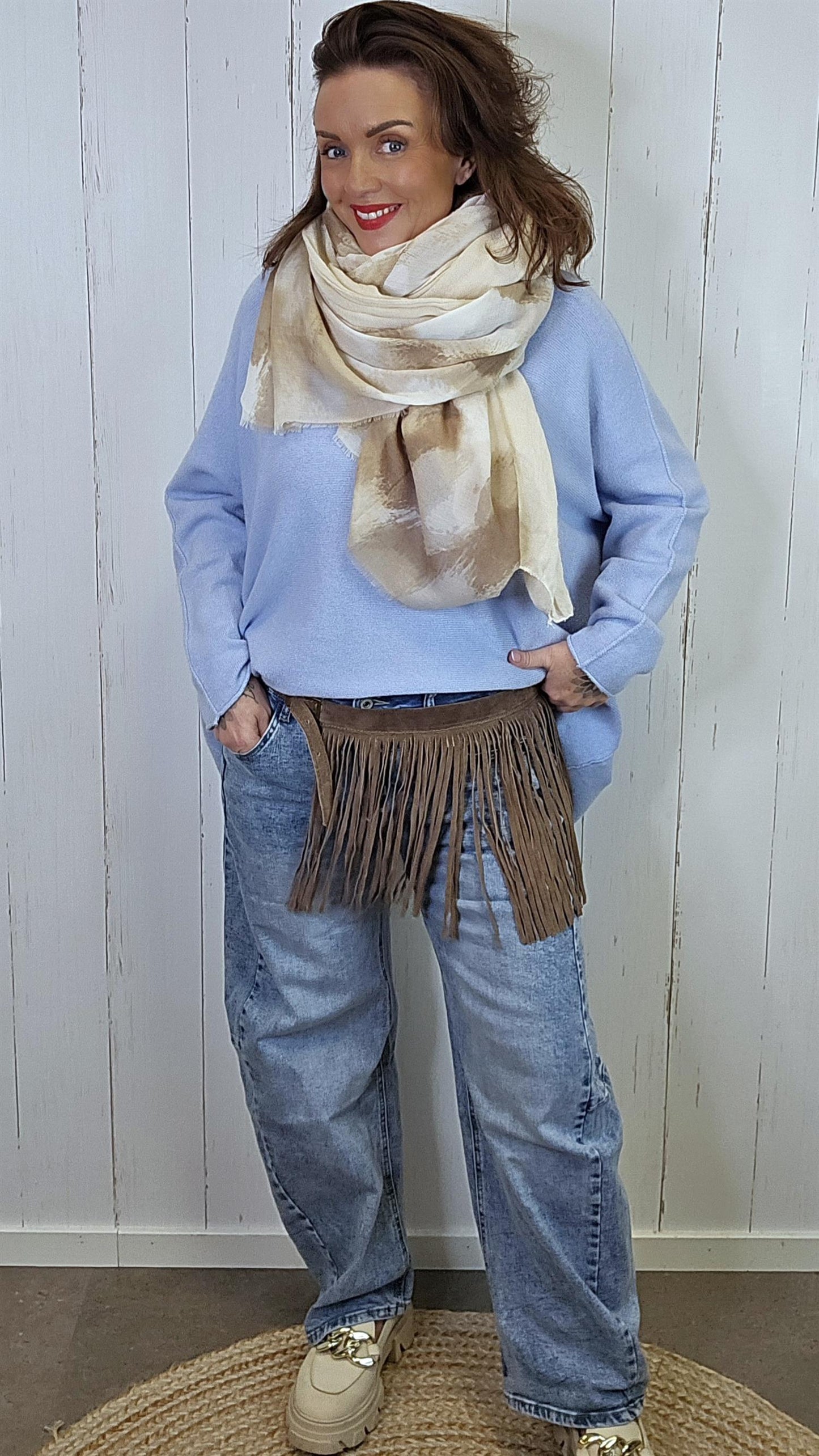 Anastasia skinn belte taupe