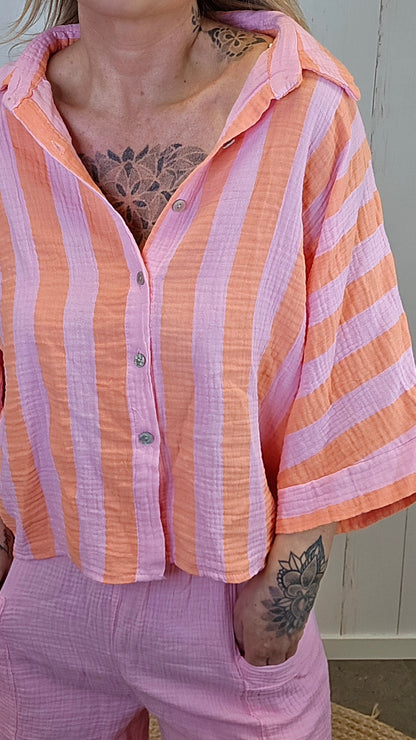 Gaia skjorte striper rosa
