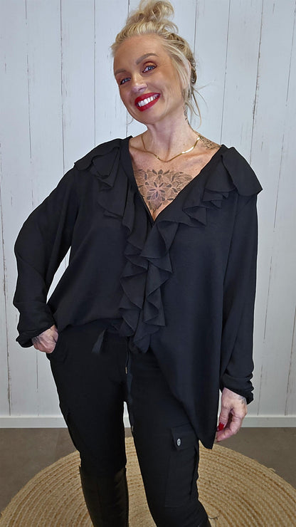 Zoe skjortebluse med volanger