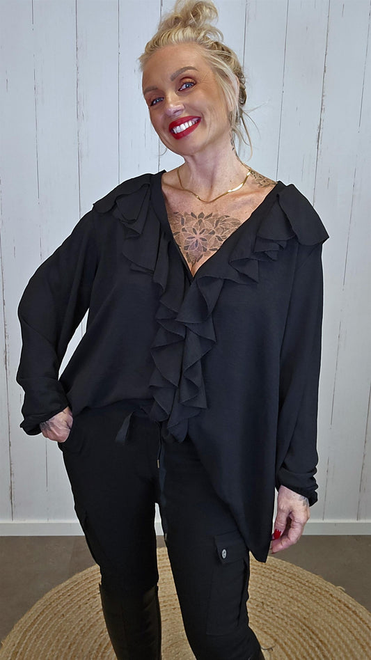 Zoe skjortebluse med volanger