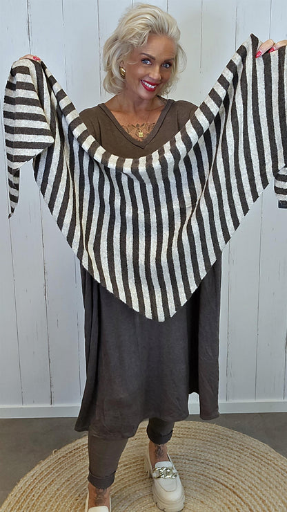 Trekantet skjerf med striper brun