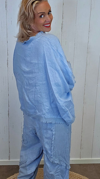 kim Lin Poncho Topp blå