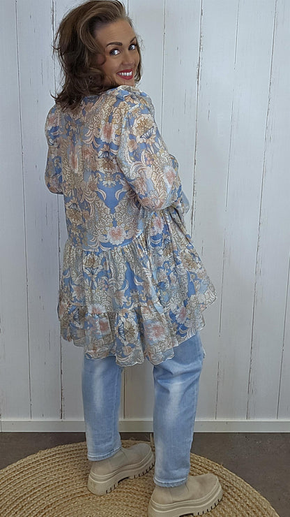 Ulrika kjole blå/beige