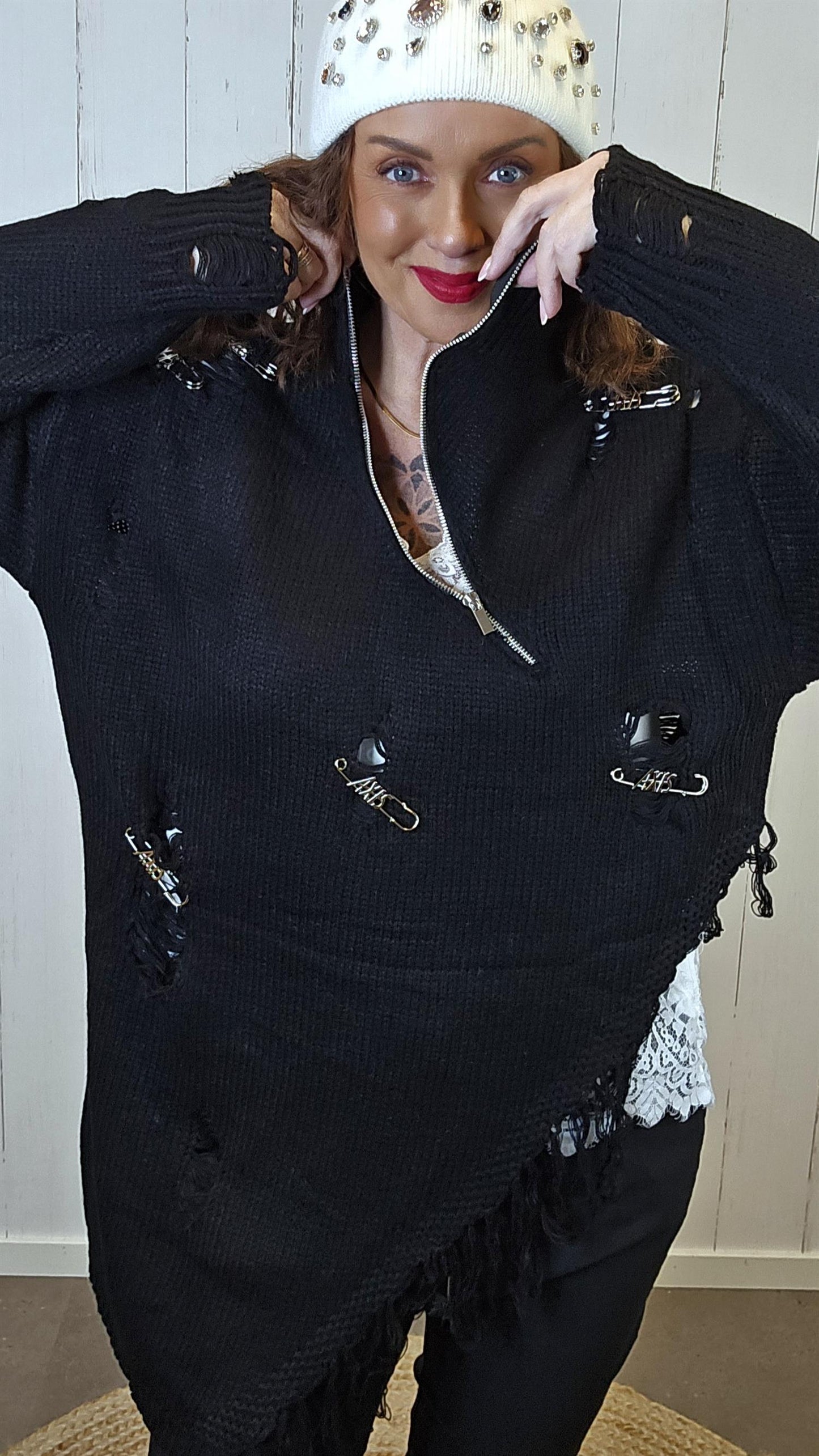 Astrid Strikkegenser med glidelås