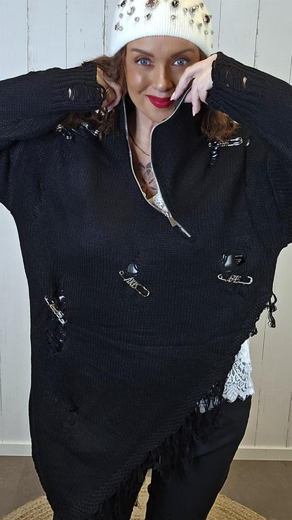 Astrid Strikkegenser med glidelås