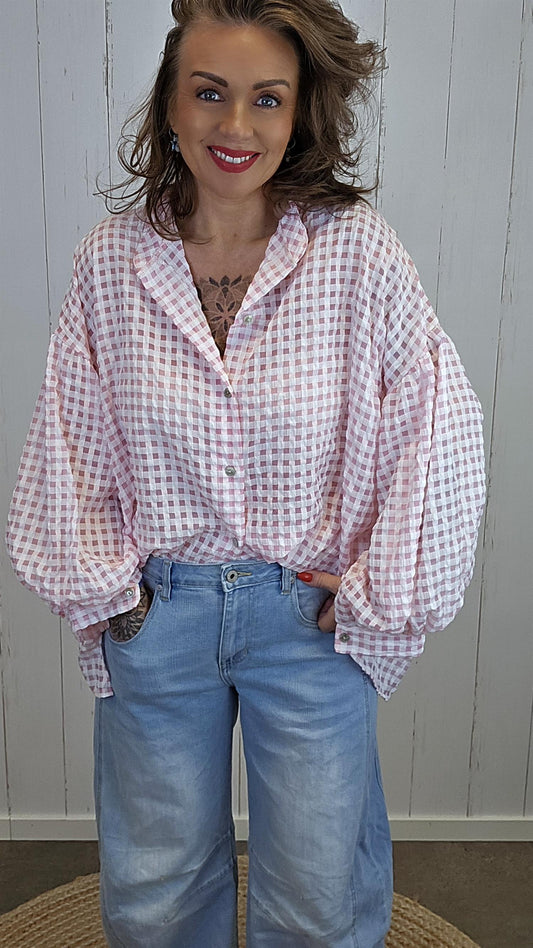 Kari rutete skjorte rosa