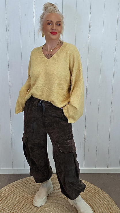 Annika strikketgenser Gul