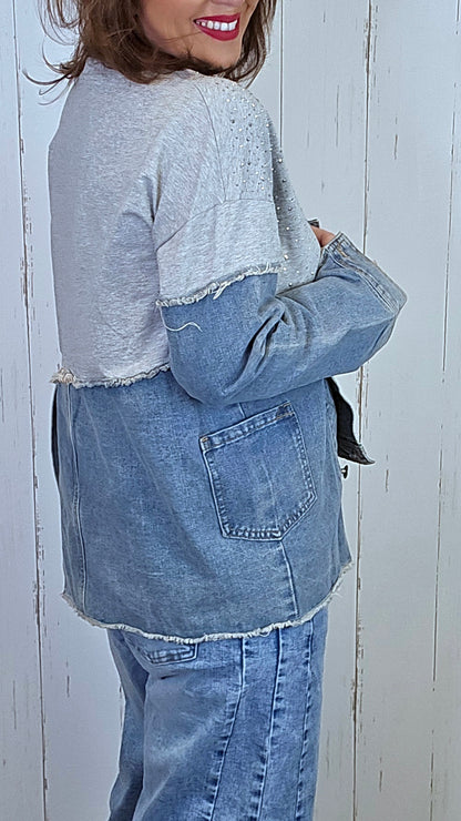 Diana Denimgenser med glitter og joggestoff