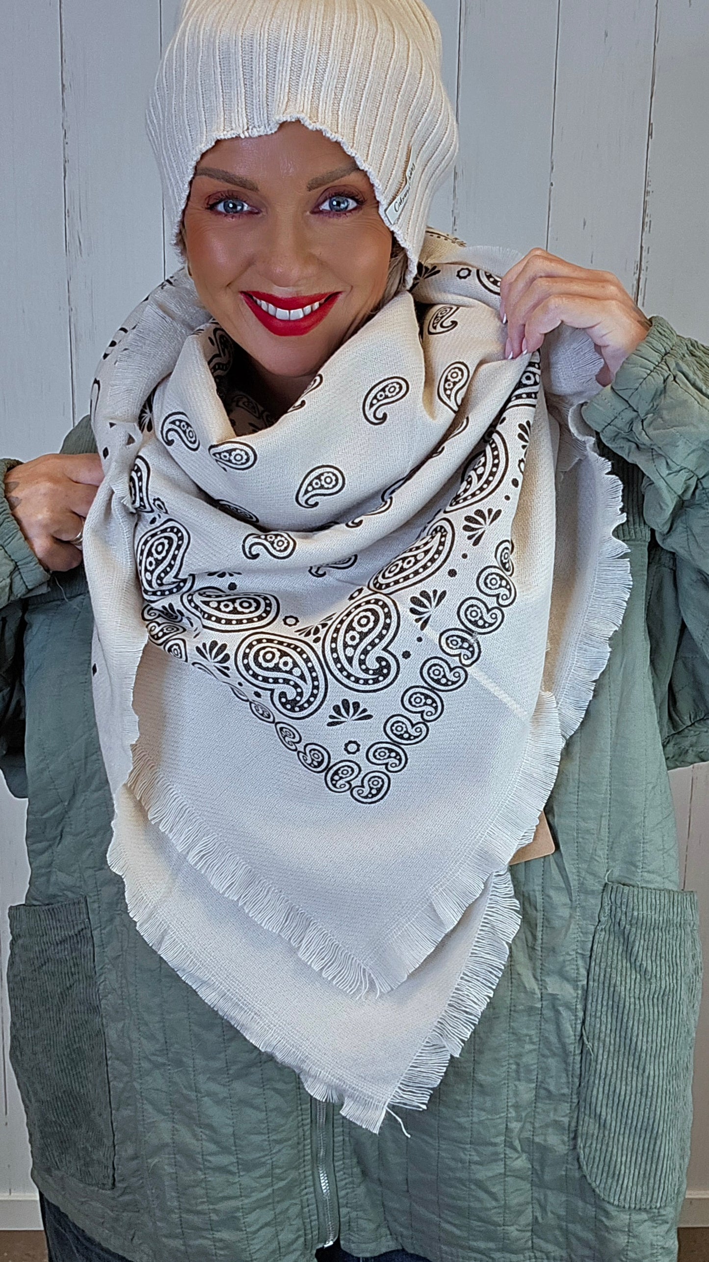 Stacy skjerf lys beige