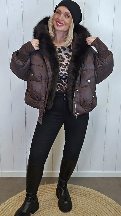 Talia oversized statementjakke brun