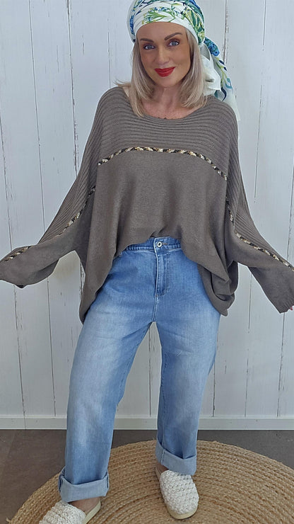 Elin Oversized Genser Taupe