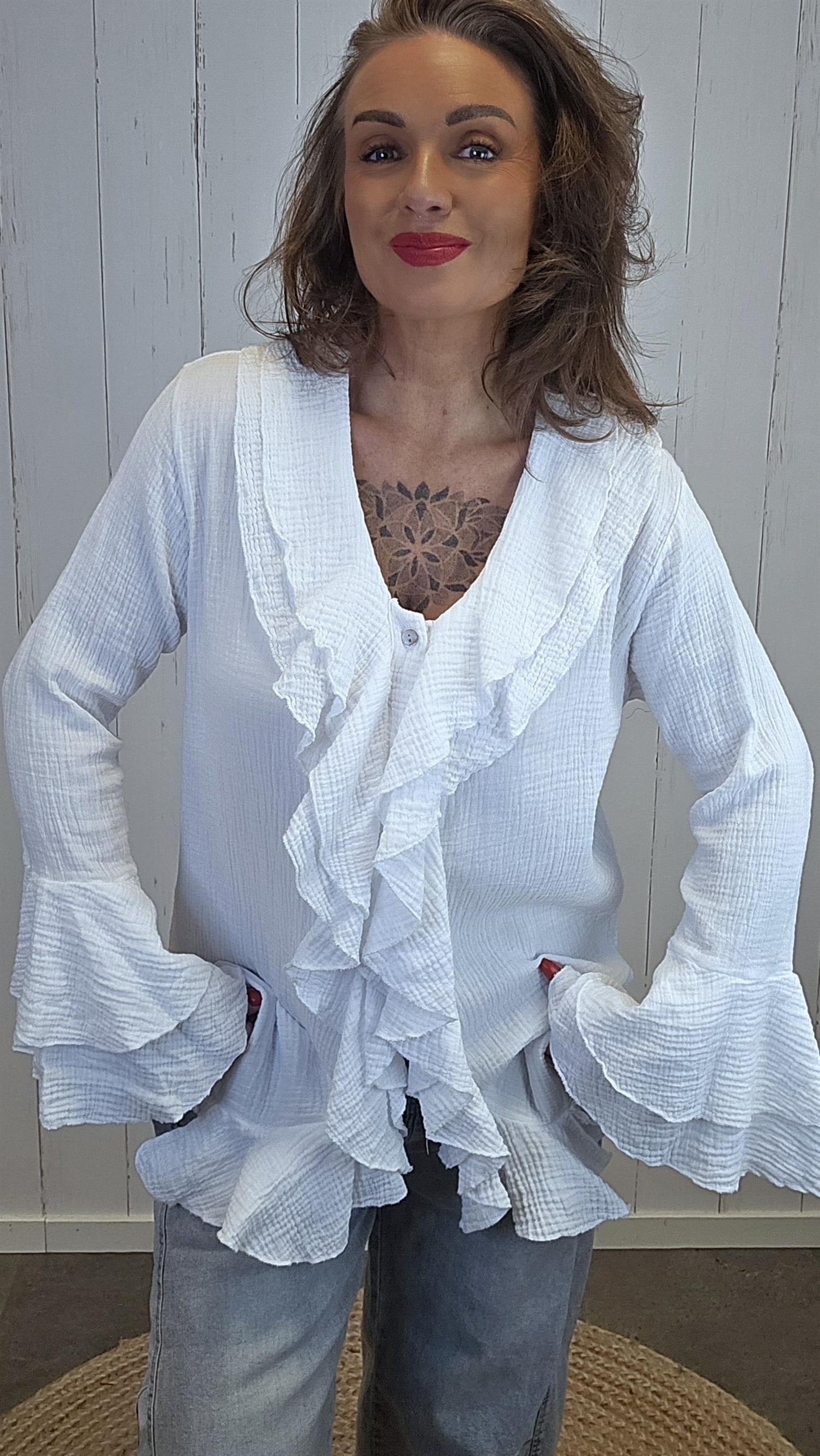 Jonna volang skjorte hvit