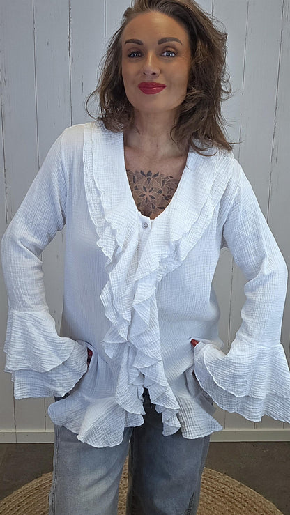 Jonna volang skjorte hvit