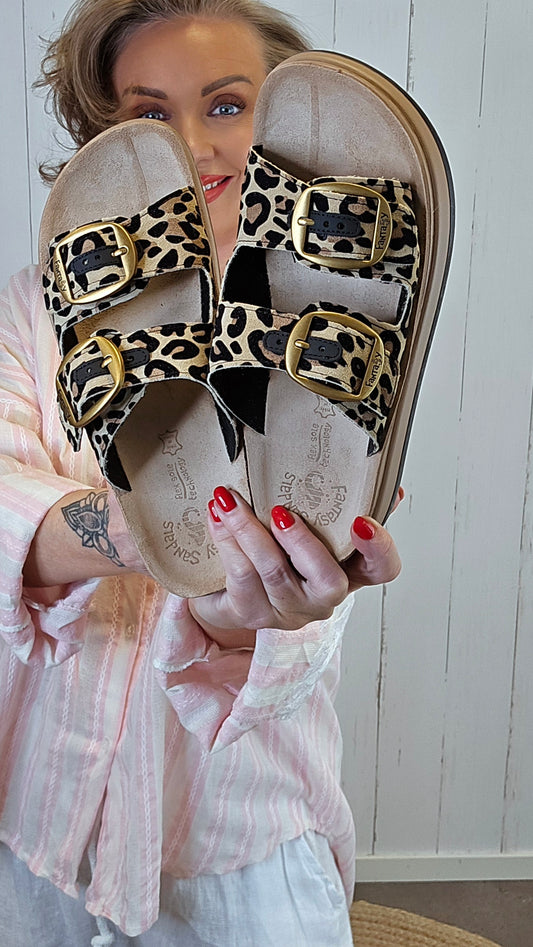 Leopard velvet sandaler