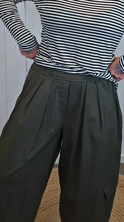Wilma avslappet cargobukse kaki