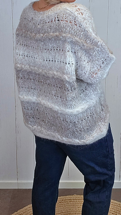 Eva melert strikkegenser beige