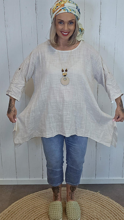 Nicky bomullstopp med smykke beige