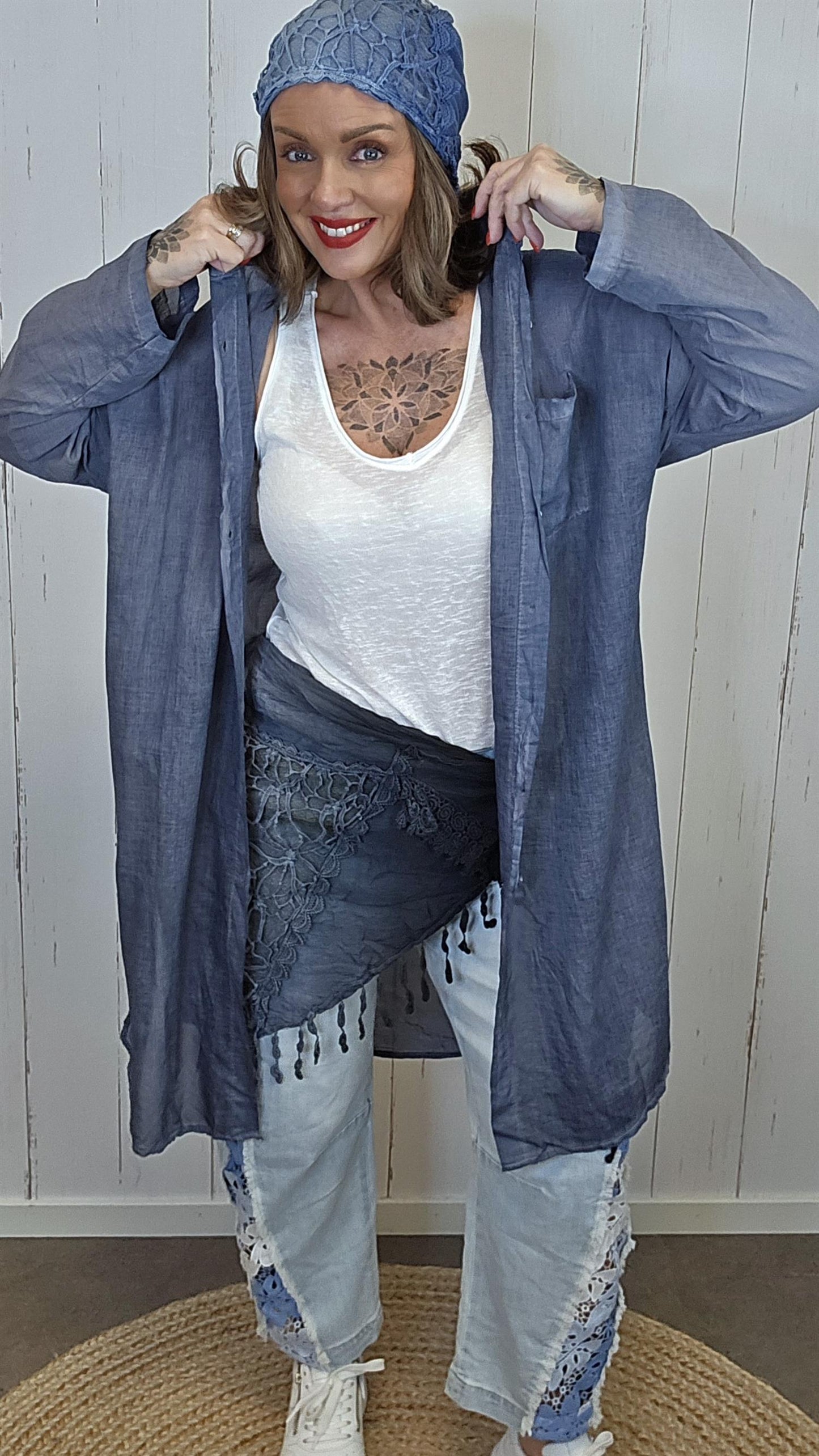 Celine skjortekjole navy