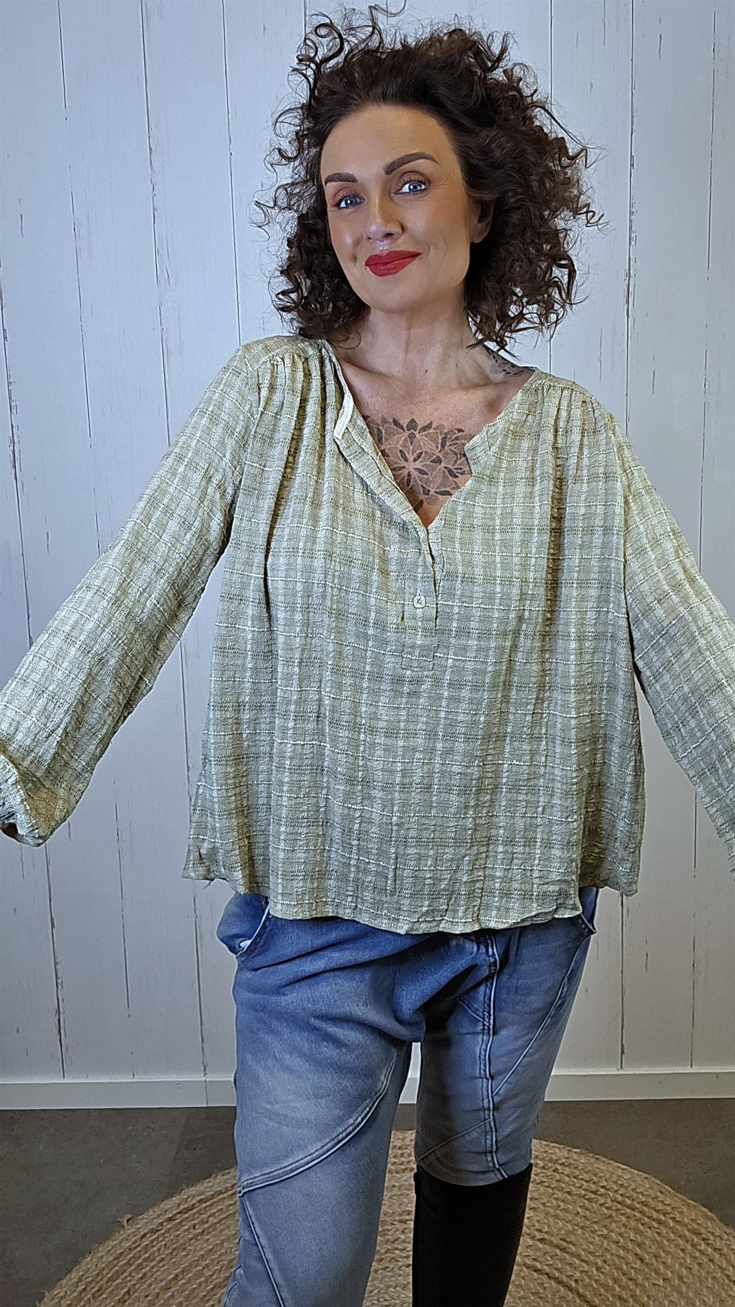 Freja bomullsbluse grønn