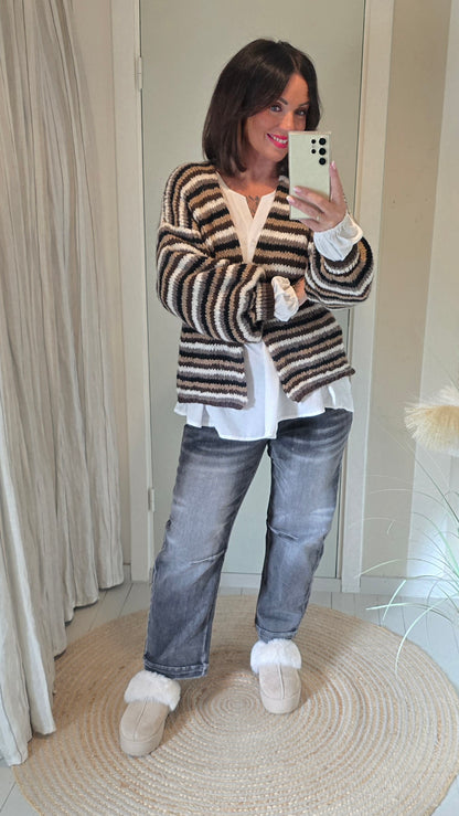 Claudia jakke brun med striper