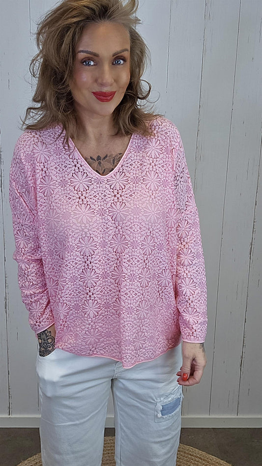 Øyunn blondetopp rosa