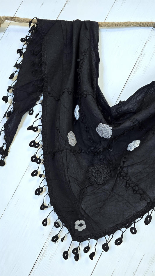 Chloe bomull skjerf svart