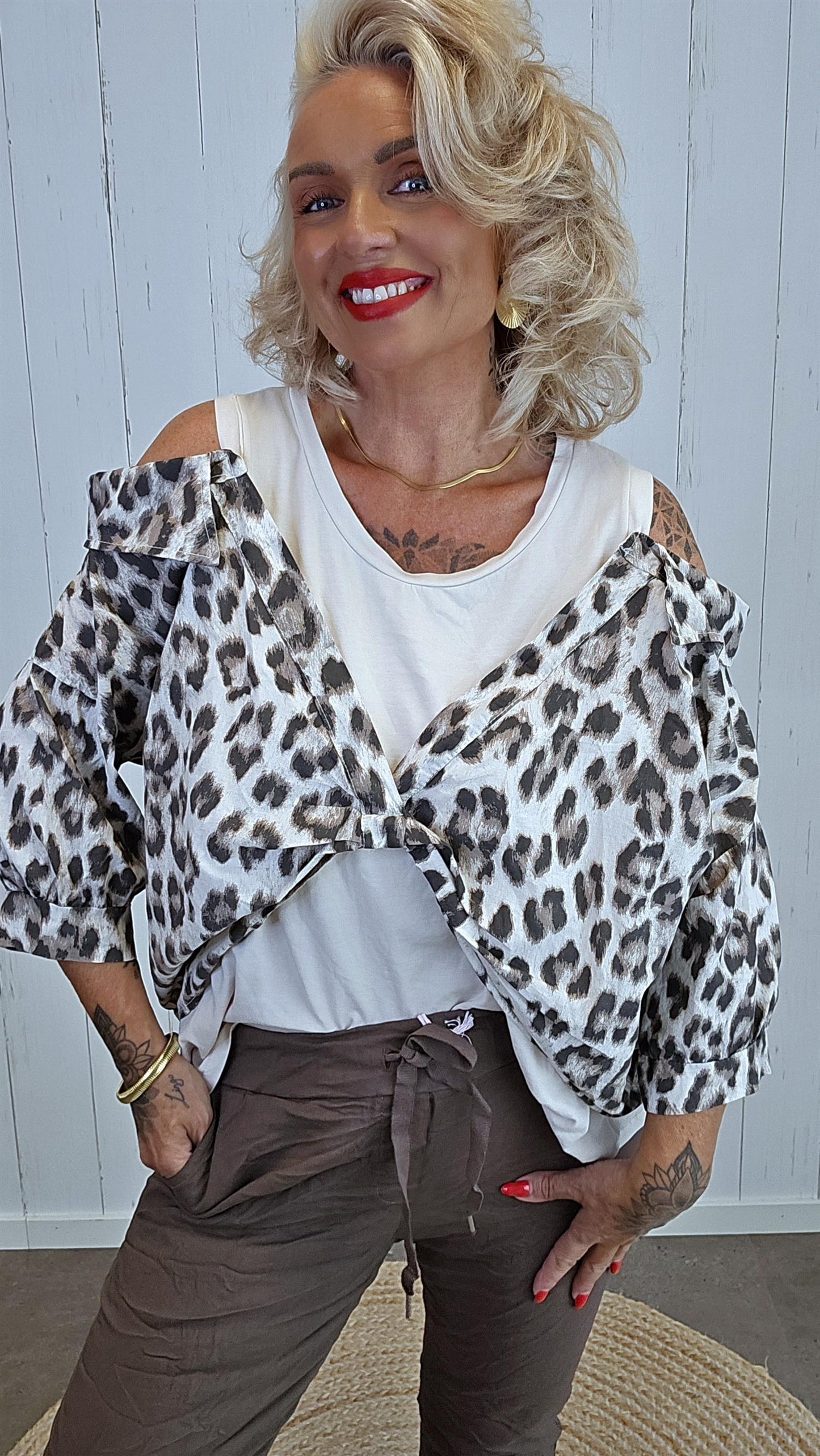 Tanja skjorte topp med åpen skulder