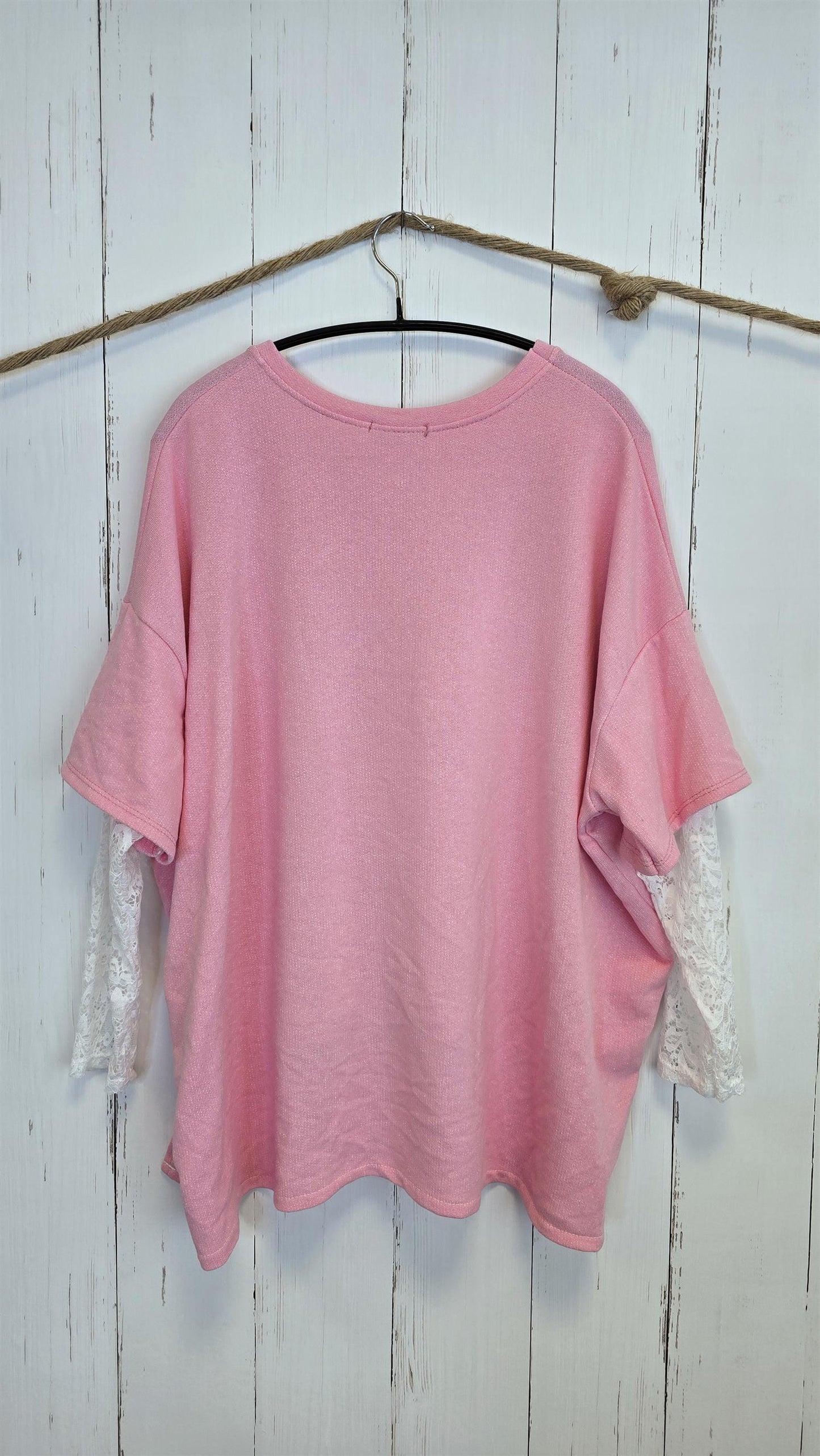 Birka oversized topp rosa/hvit
