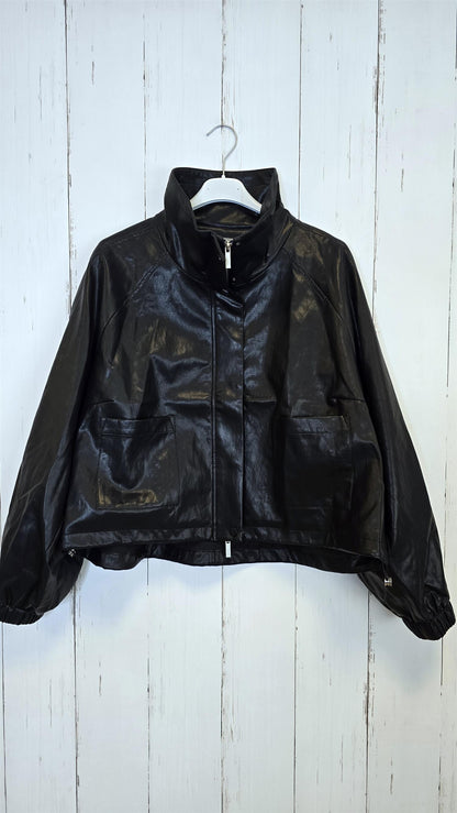 Nerina eco leather bomber jkt black