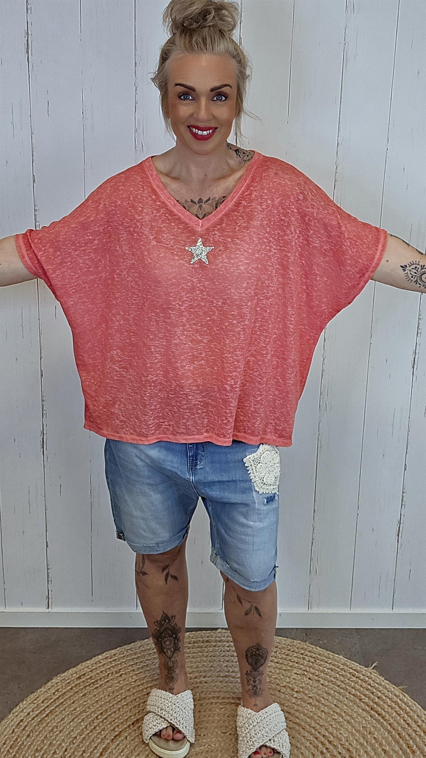 Oversized stjerne topp rød
