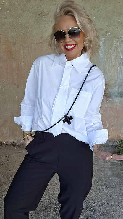Maia tie-neck bomulls skjorte hvit