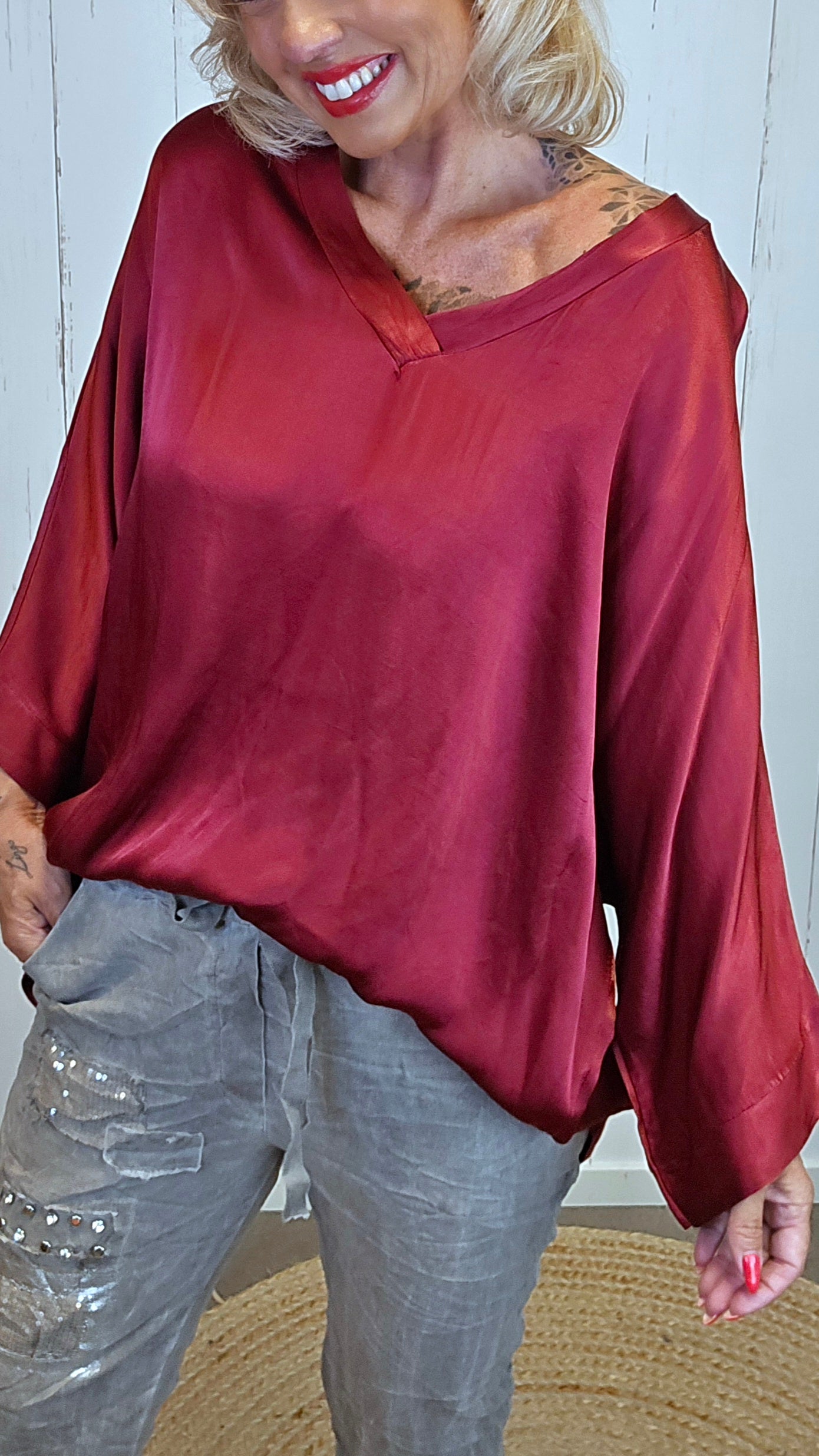 Rikke bluse burgunder