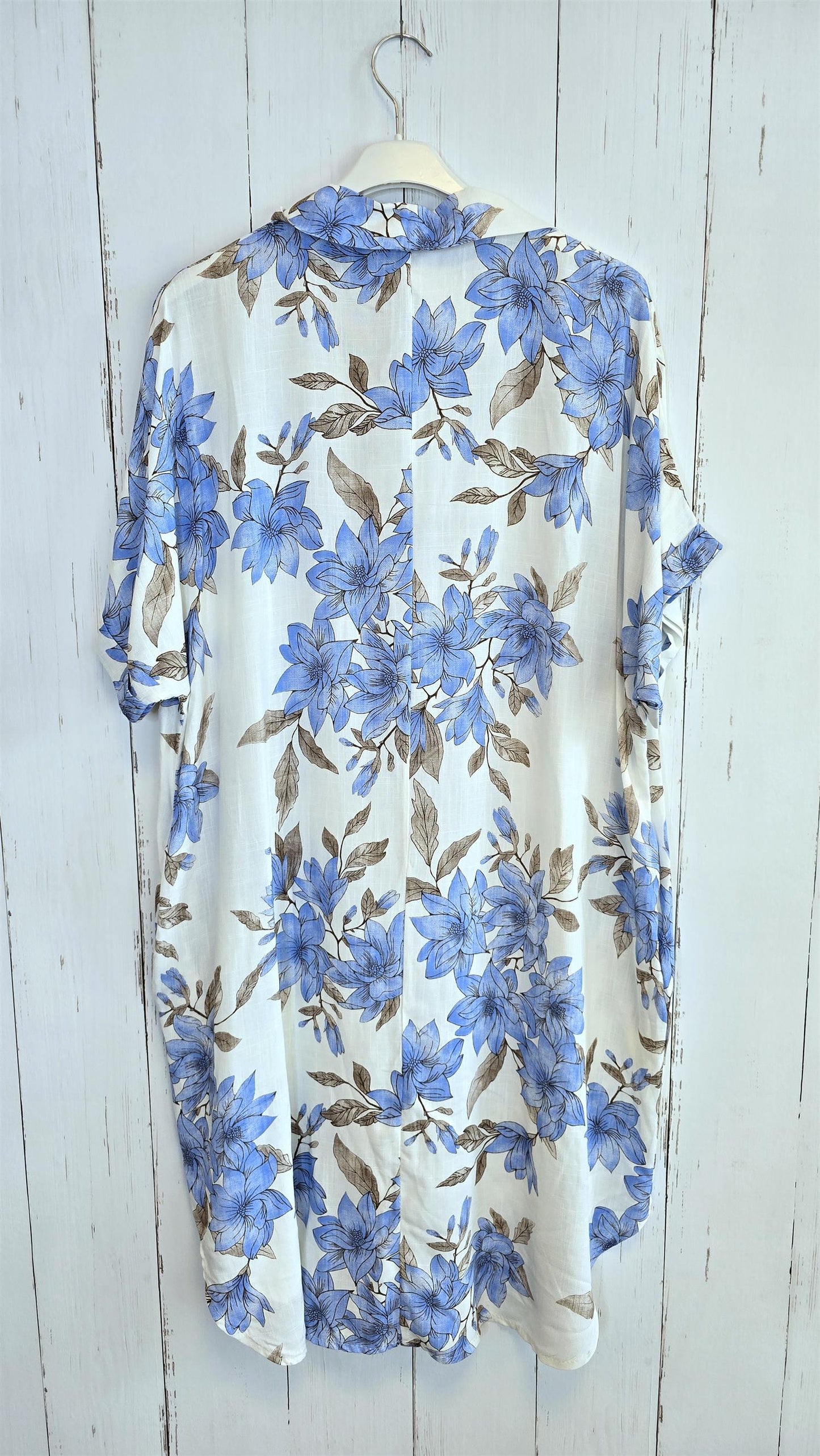 Veronika viskosekjole med blomsterprint blå