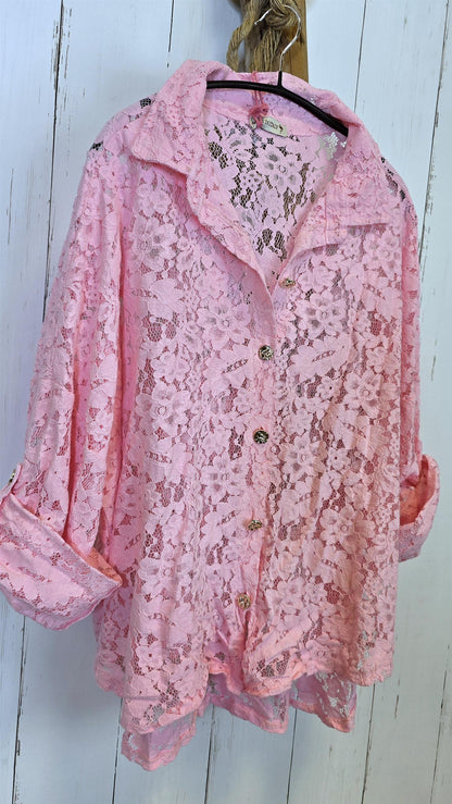 Amalie blondeskjorte rosa