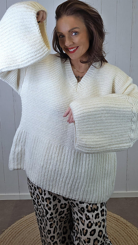 Emma Strikkegenser Creme