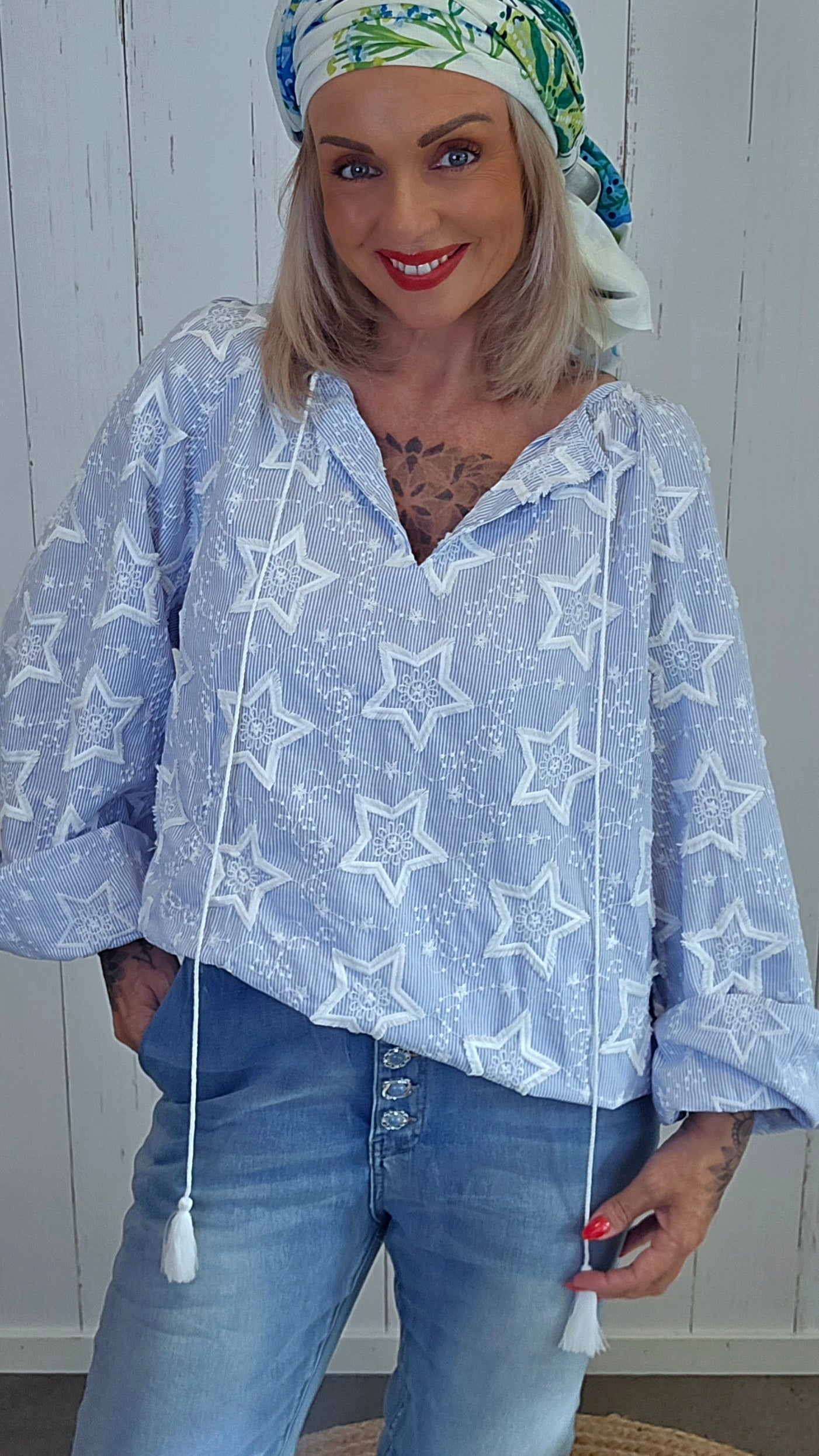 Bluse med stjernemønster