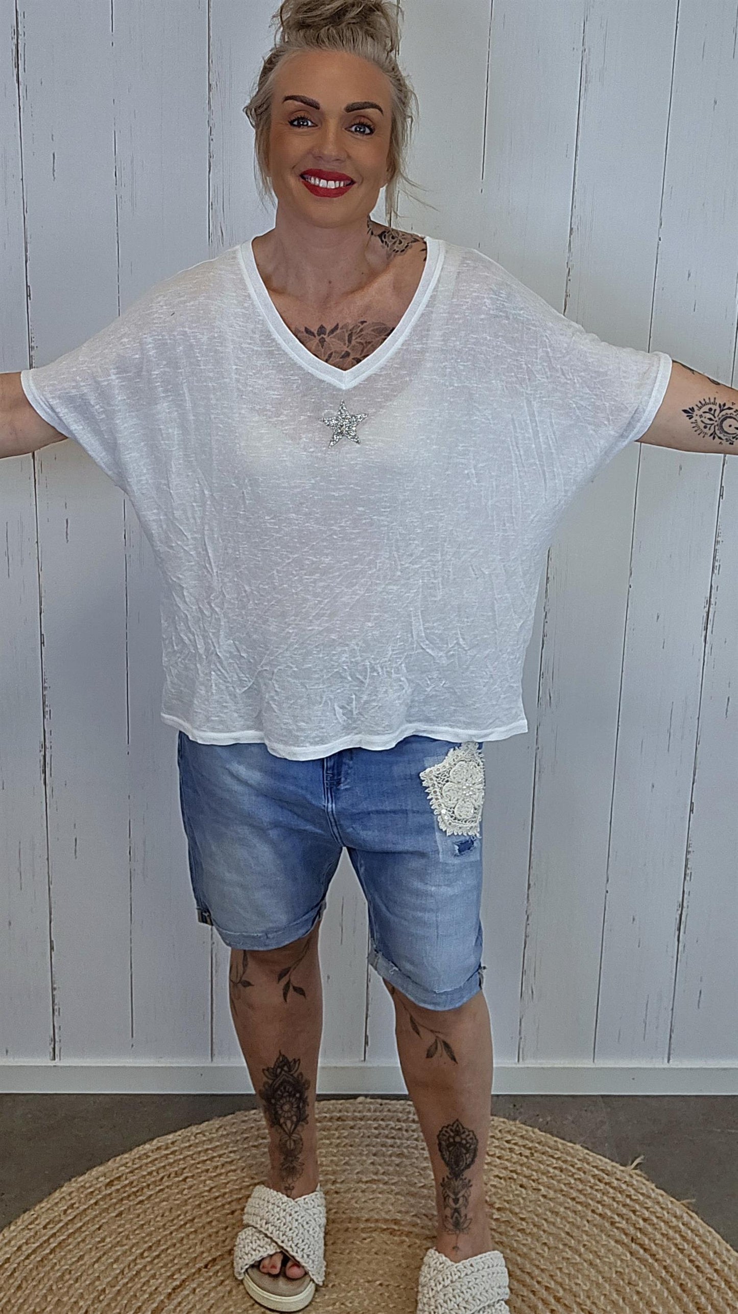 Oversized stjerne topp hvit