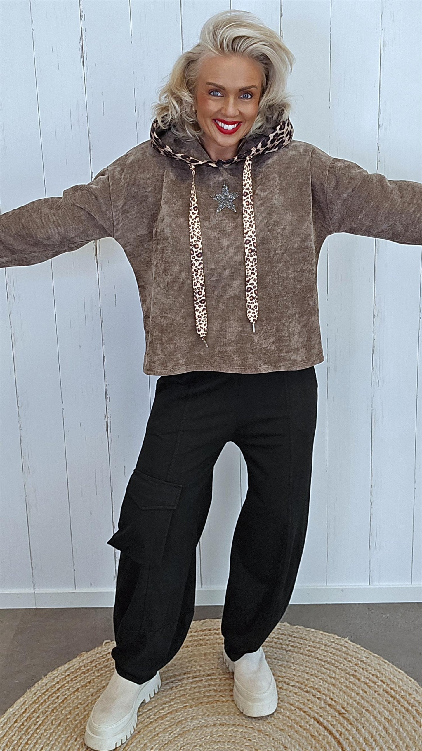 Leo hettegenser taupe