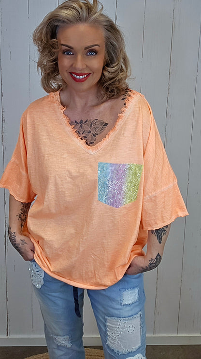 Carla shimmer topp orange