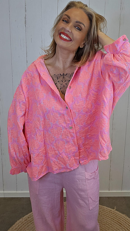 Gina mønstret skjorte rosa