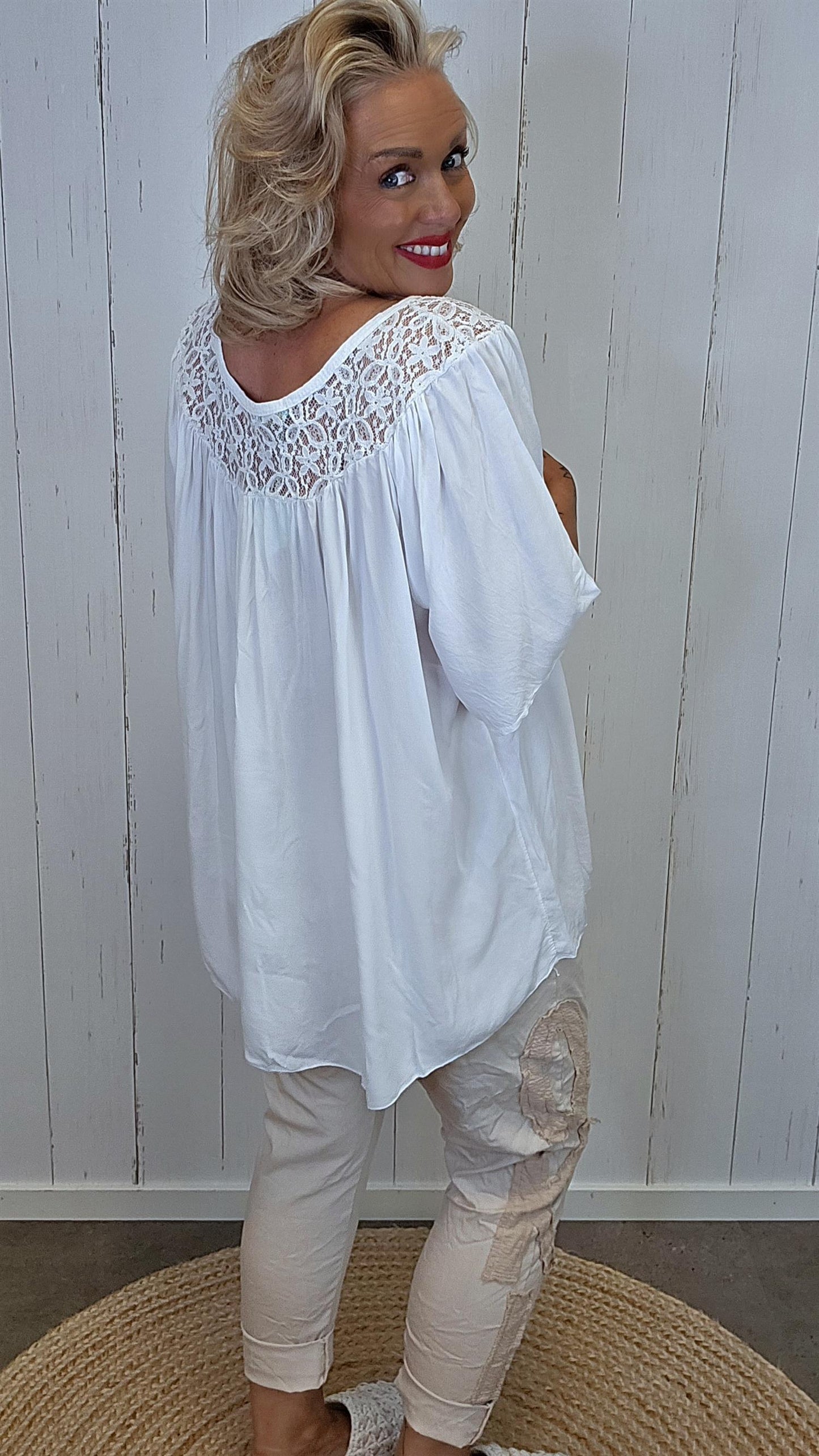 Freja blonde topp Hvit