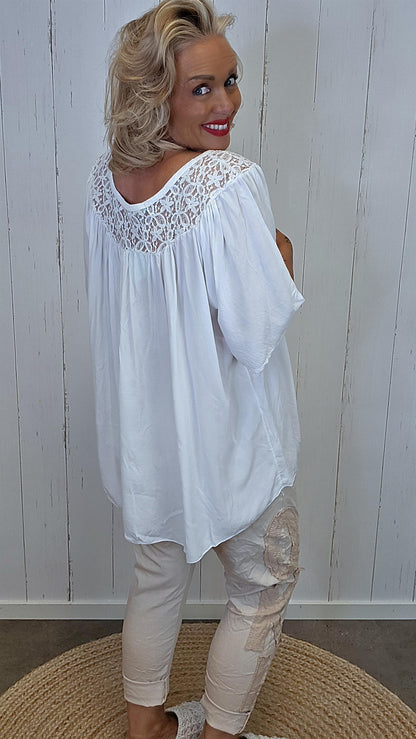 Freja blonde topp Hvit