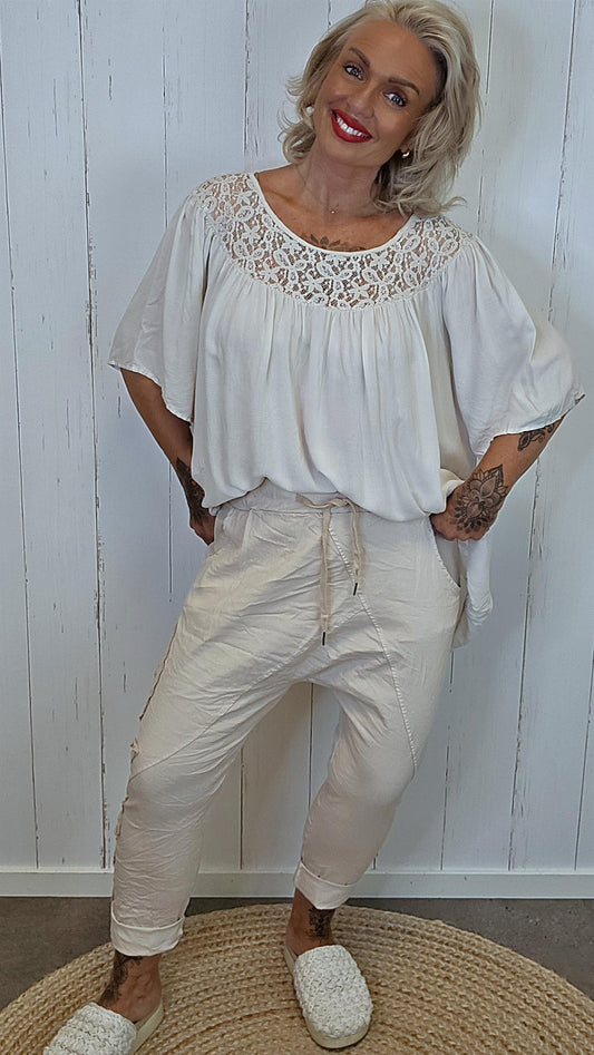 Baggy bukse beige