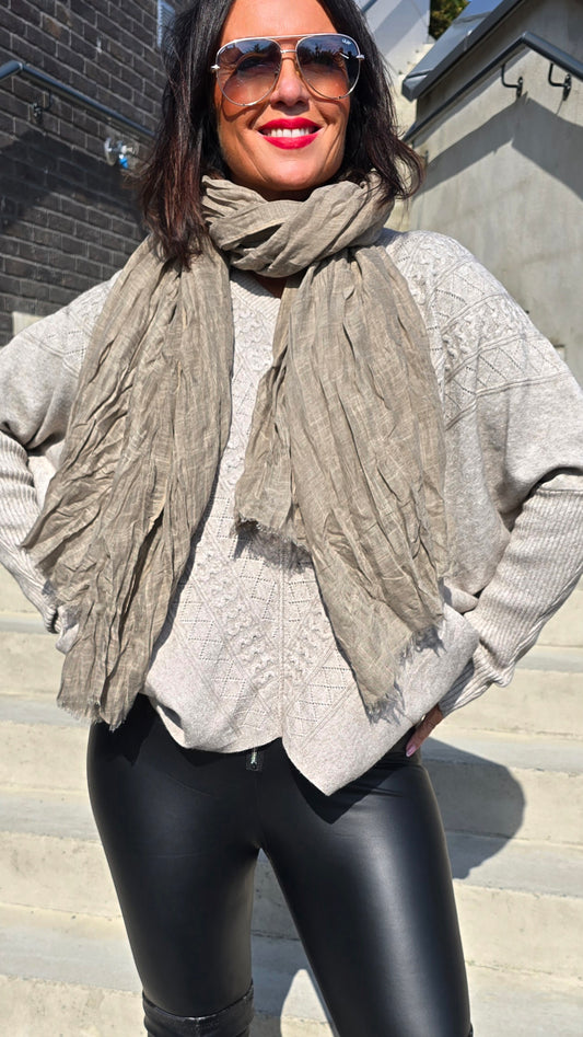 Crinkle skjerf taupe
