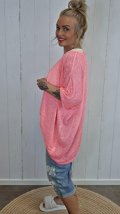 Catty oversized topp rosa