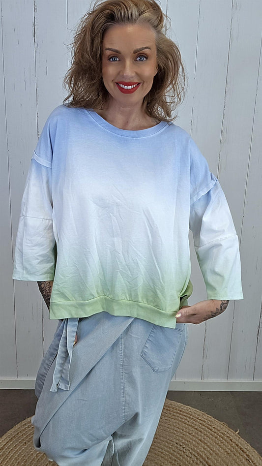 Mia ombre genser grønn/blå