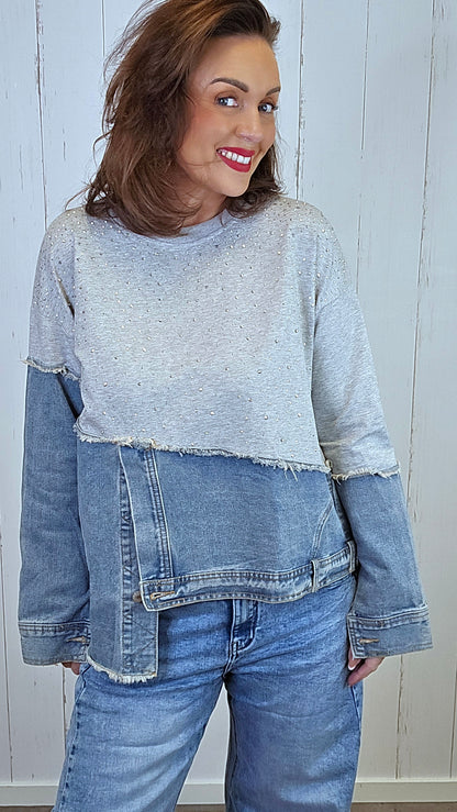 Diana Denimgenser med glitter og joggestoff