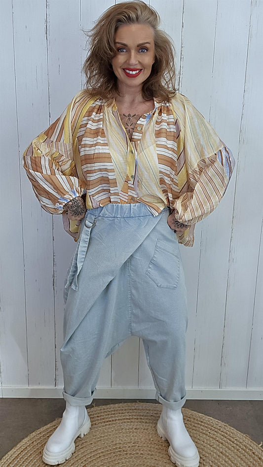 Katty harem bukse blek denim