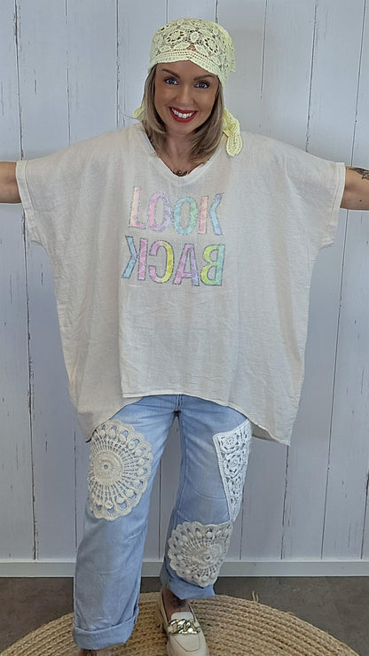Bella Look Back topp beige