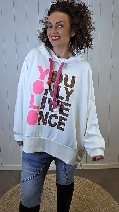 Ylva hettegenser hvit